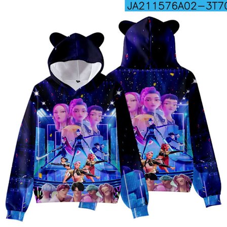 Hot 3D K-POP Demon Hunters Katteøre Hættetrøje Sweatshirt til Voksne & Børn&Type B&120