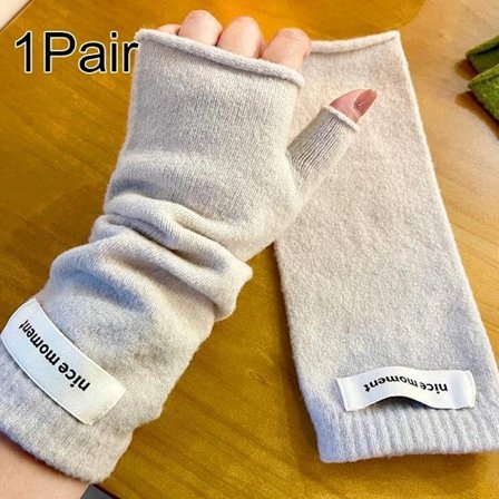Bløde fingerløse cashmere-handsker til kvinder, lang model, med forbundne fingre.