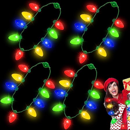 4 kpl Joulun LED-valokaulakoru Uudenvuodenaatto Joululoma Tarvikkeet Juhlapalvelukset Kaulakoru Lapsille Miehille Naisille, Joulukoriste