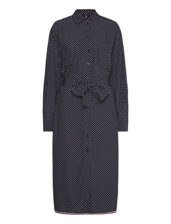 Polkadot Midi Shirt Dress Ls Black Tommy Hilfiger