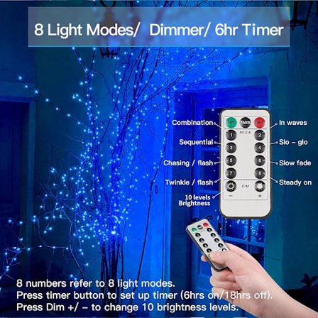 66ft 200 LED ulkojouluvalot, paristokäyttöinen sininen valosarja