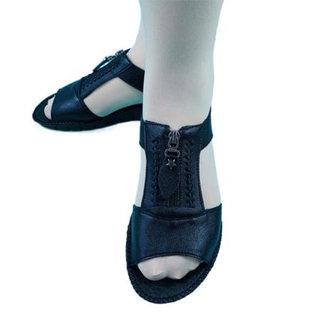 Kvinnor Ankelrem Platta Sandaler Lädersandal Med Öppen Tå