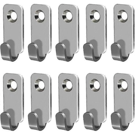 10 stk. Heavy Duty Henger 304 Rustfritt Stål Veggmontert Mini J-Krok for Speil Bilde Rammer Henge Wire/D-ringer/Nøkkelhull Henger