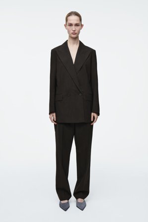 COS Women's Blazer Doppiopetto Fluido In Lana in Marrone