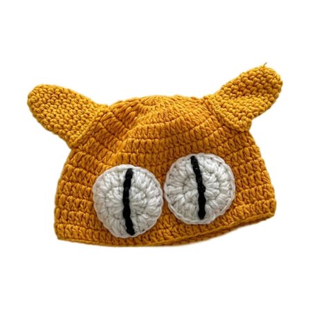 Kat Øre Spand Hat til Små Piger Håndhæklet BigEyes Hat Vinter Varm Hue Børn Fiskehat Sød Pige Beanie Hovedbeklædning Gul