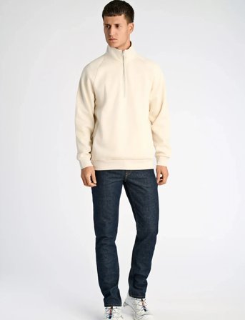 Lindbergh Half Zip Raglan Sweatshirt - Cream - XL
