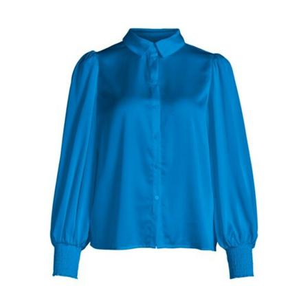 Vila, Vikenzie L/S Shirt/3/Ln Blauw, Dames, Maat:XL