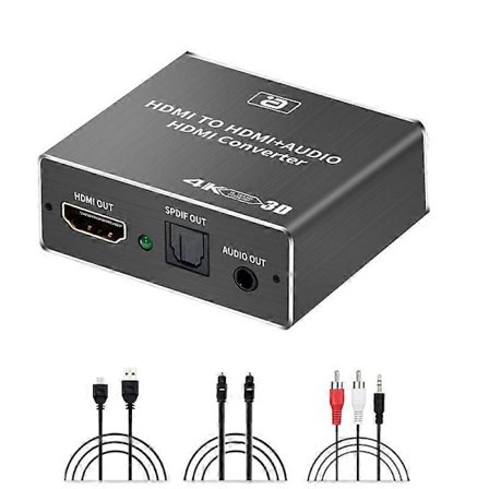 HDMI Audio Extractor HDCP CEC + Optisk TOSLINK SPDIF + 3,5 mm RCA Lydkonverter 4K x 2K 3D HDMI Au-XF26-