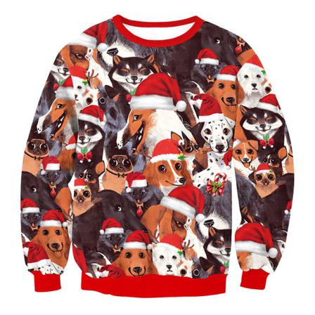 Kvinnor Animal Print Xmas Tops Crew Neck Christmas Sweatshirts