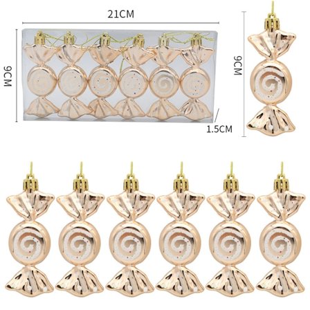 Mub- Christmas decoration Electroplated painted candy props Christmas tree pendant lollipop 6 Christmas gifts