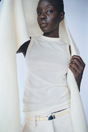 Soft Goat - Featherlight Singlet - Women cashmere sweater - L - Feather White