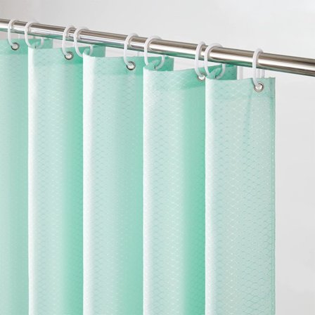 Duschdraperi, Mintgrön, 180 x 180 cm, Mögelresistent, Polyestertyg, Vattentät, Tjock, Tvättbar Badgardiner, Krokar, Viktad
