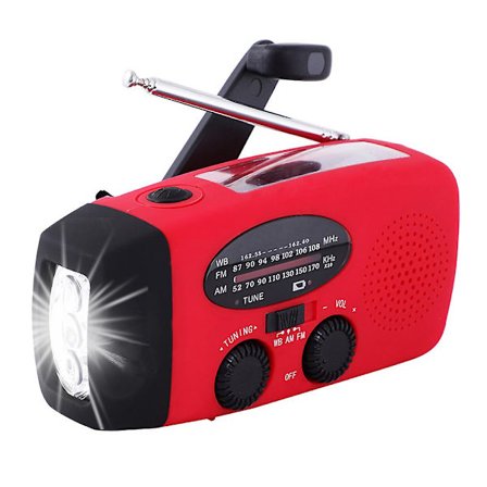 Solcelledrevet håndsveivradio, 2000 mAh Power Bank LED-lommelykt