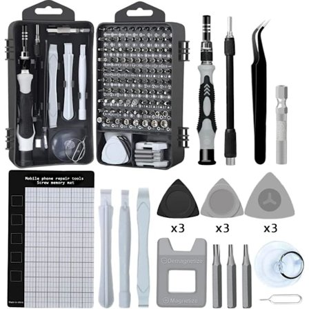 Skrutrekkersett - 122 i 1 presisjonsskrutrekkersett, CRV magnetisk skrutrekkersett med magnetisk matte - DIY mini skrutrekkersett for klokke