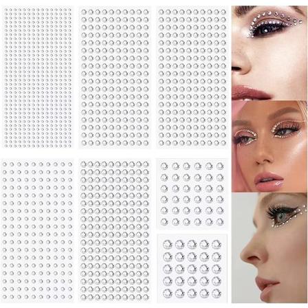 1016 stk selvklebende perle- og rhinsteinstickere, perleklistremerke klistremerker på ansiktsjuveler perler krystallklistremerker for ansikts 