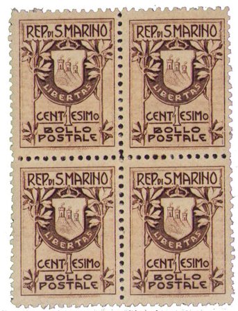 San Marino 1907 - MICHEL 47II - Postfrisk 4-blok