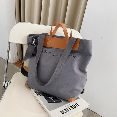 Kvinner Dame Håndveske Enkel skulder Lerret Bag Ins Messenger Bag Stor kapasitet Gray-letter