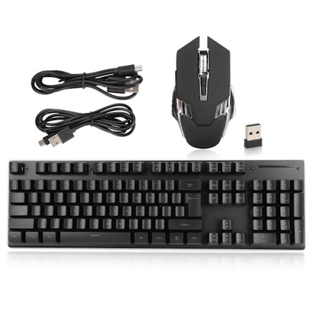 RGB Tastatur og Mus Combo LED Bakgrunnsbelyst Oppladbar 2000mAh Batteri 7D 3200DPI Mus Trådløst Tastatur og Mus Sett for PC Gamer