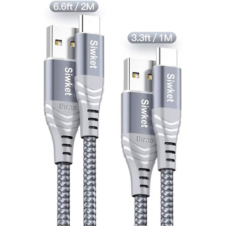 USB-C-kabel 3A snabbladdning, 2-pack 1m 2m USB-A till USB-C laddningskabel flätad datakabel för Samsung Galaxy S10 S9 S8, nej