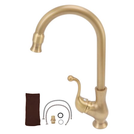 Antikk messing ettgreps nedtrekks kjøkkenkran varmt og kaldt vann