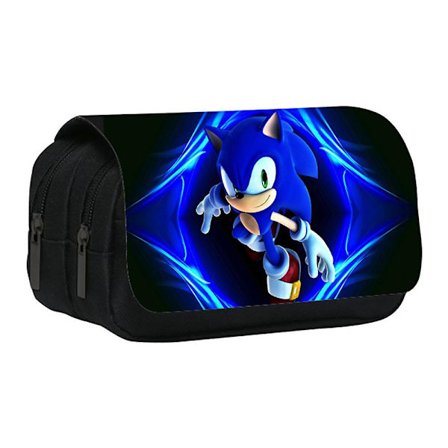 Sonic The Hedgehog Double Zip Boy Girls Large Pencil Case Pen Bag Student Stationery Bag