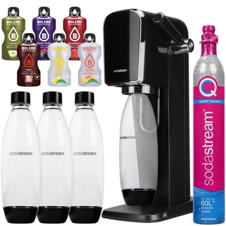 Vattenkolsyrare - Sodastream - Art Noir - 3 flaskor 1L utan BPA - 6 sockerfria drycker - CO2-patron