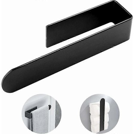 Badeværelseshåndklædeholder, selvklæbende vægmonteret håndklædeholder uden boring, selvklæbende rustfrit stål viskestykkeholder til køkken WC (Sort 22