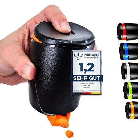 Snackdispenser // Rengør hænderne, mens du småspiser // Fungerer med jordnødder, NicNacs og mere // Perfekt til spillere, hjemmekontoret, sort rød