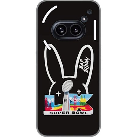 Kompatibel Mobilcover til Nothing Phone (2a) Bad Bunny portræt med åben skjorte, tatoveringer og krøllet hår i stilfuld modefotografering