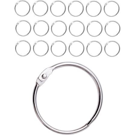 20-pak dusjforhengsringer med metallkroker - 50 mm åpningsbare runde ringer for gardiner, bad, hjem, arkivskap - metallisk