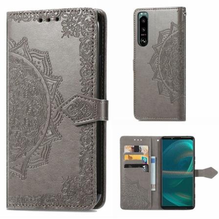 Mandala läder Sony Xperia 5 III fodral - Silver/Grå Silvergrå