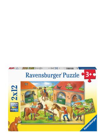Lykkelige Dager På Stallen 2X12P Toys Puzzles And Games Puzzles Classic Puzzles Multi/mønstret Ravensburger