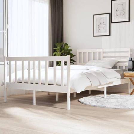 Vidaxl Sängram Vit Massivt Trä 140x190 Cm Vit