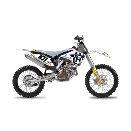 Stafferingssæt Blackbird Replica Maddii Racing 2018, Hvid/Gul/Blå - Husqvarna FE 450 2014-2016