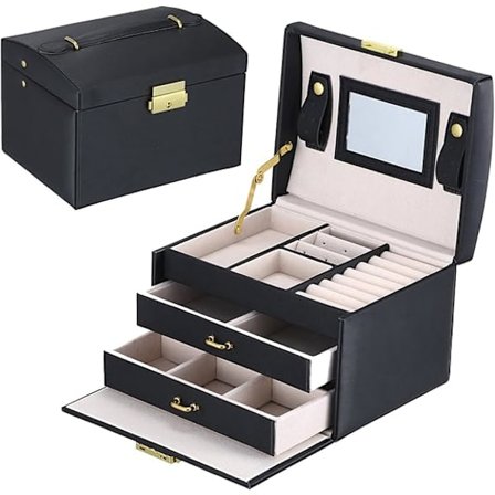 Smykkeæske Tre-lags smykkearrangør med spejl