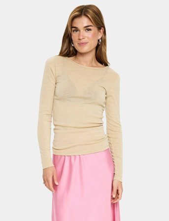 Saint Tropez Garimasz Wool Ls Blouse - Beige - XXL