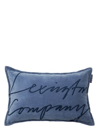 Lexington Home Logo Organic Cotton Velvet 60X40 Pillow - Blue - 40X60
