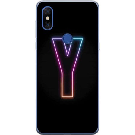 Yhteensopiva Puhelinkuori Xiaomi Xiaomi Mi Mix 3 Minimalistinen neonkirjain Y värinvaihtuvassa valossa mustaa taustaa vasten