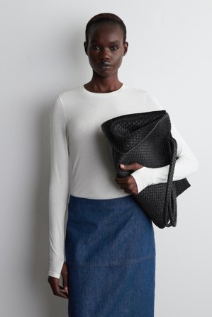 COS Women's Slim Lightweight Long Sleeve Top in White