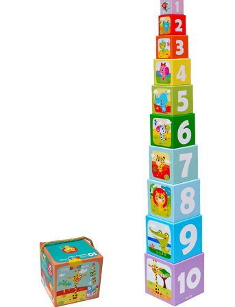 Little Bright S - 10 Stacking Cubes - Safari Patterned Barbo Toys