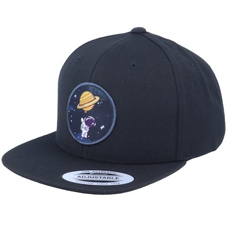 Kiddo Cap - Kids Space Astronaut Saturn Black Snapback Snapback Black Cap - @ Hatstore