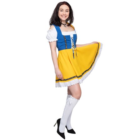 Oktoberfest Dirndl Blå/Gul/Vit