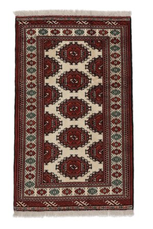 Noué À La Main Turkaman Tapis 86X137 De Laine Noir/Marron Petit