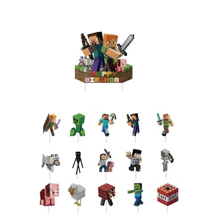 16 stk Nye Minecraft Fødselsdagskage Cupcake Topper Festartikler Fødselsdagsdekorationer_Specielle Gaver