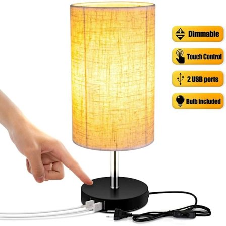 Dubbel USB skjutströmbrytare utan ljuskälla Europeisk standard enkel trädekorationsbordslampa USB laddning, lämplig