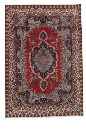 Handgeknoopt Perzisch Tabriz Vloerkleed 200X288 Donkerrood/Zwart
