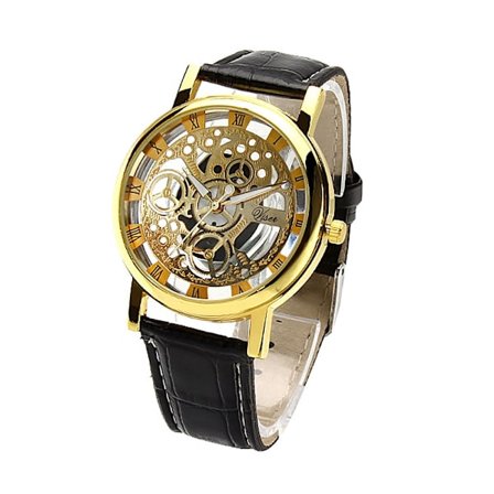 Guldfärgad herrklocka med romerska siffror