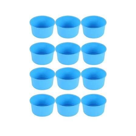 12 st mini kakformar 4 tum rund bakning non-stick silikon bakform bakform återanvändbar, blå