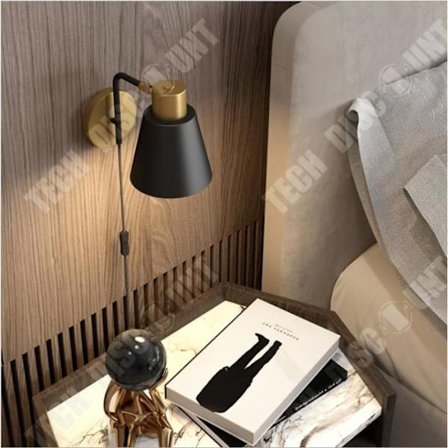 Vägglampa - COREP - Stativ - Trä och målad metall - H 24 cm - Svart och ek