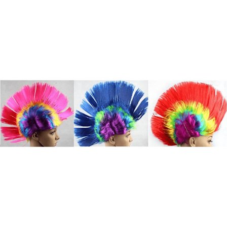 Parykk - hanekam, punker Blå